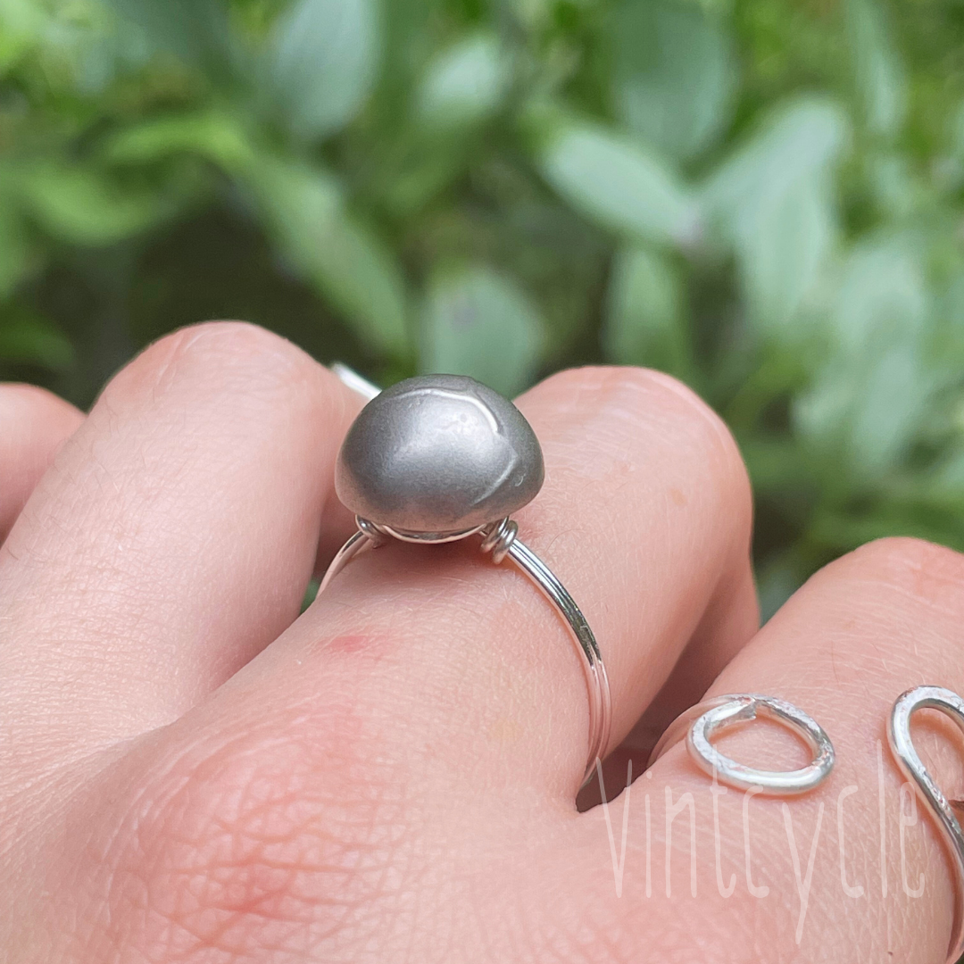 Silver Button Ring
