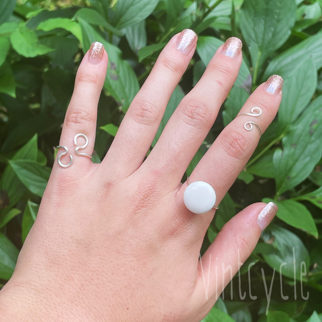 White Button Ring