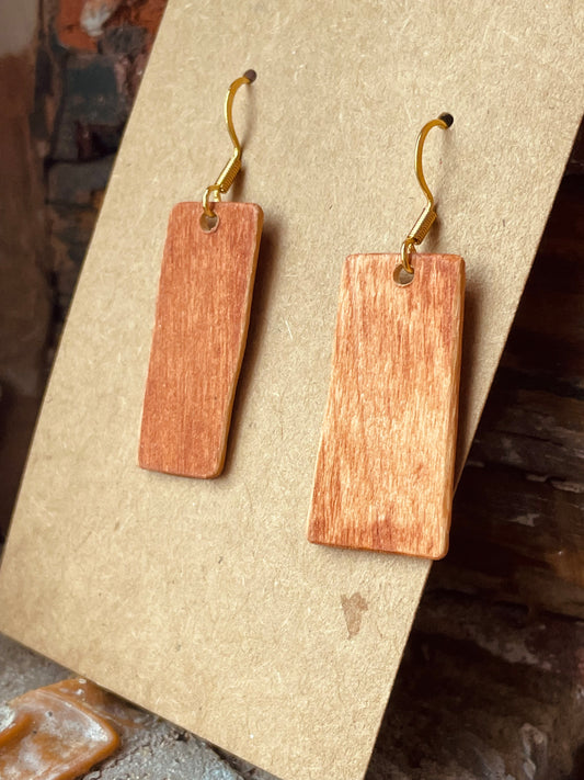 Gunstock Stained Reclaimed Wood Drop Earrings