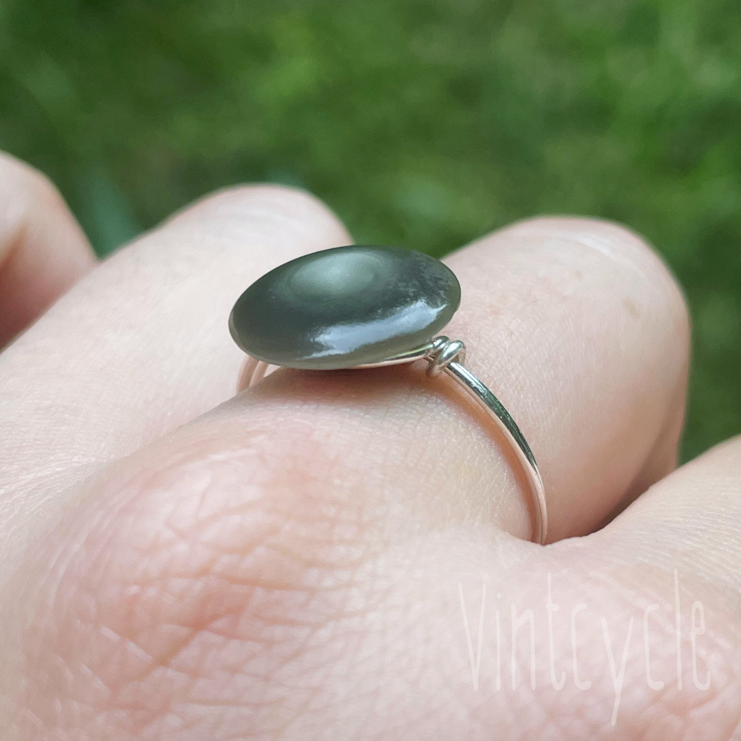 Deep Green Button Ring