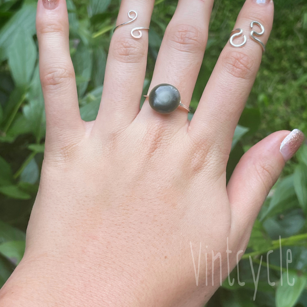 Deep Green Button Ring