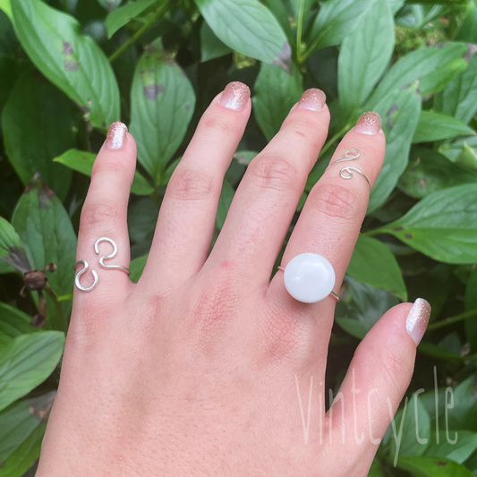 White Button Ring