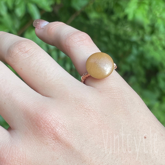 Brown Button Ring