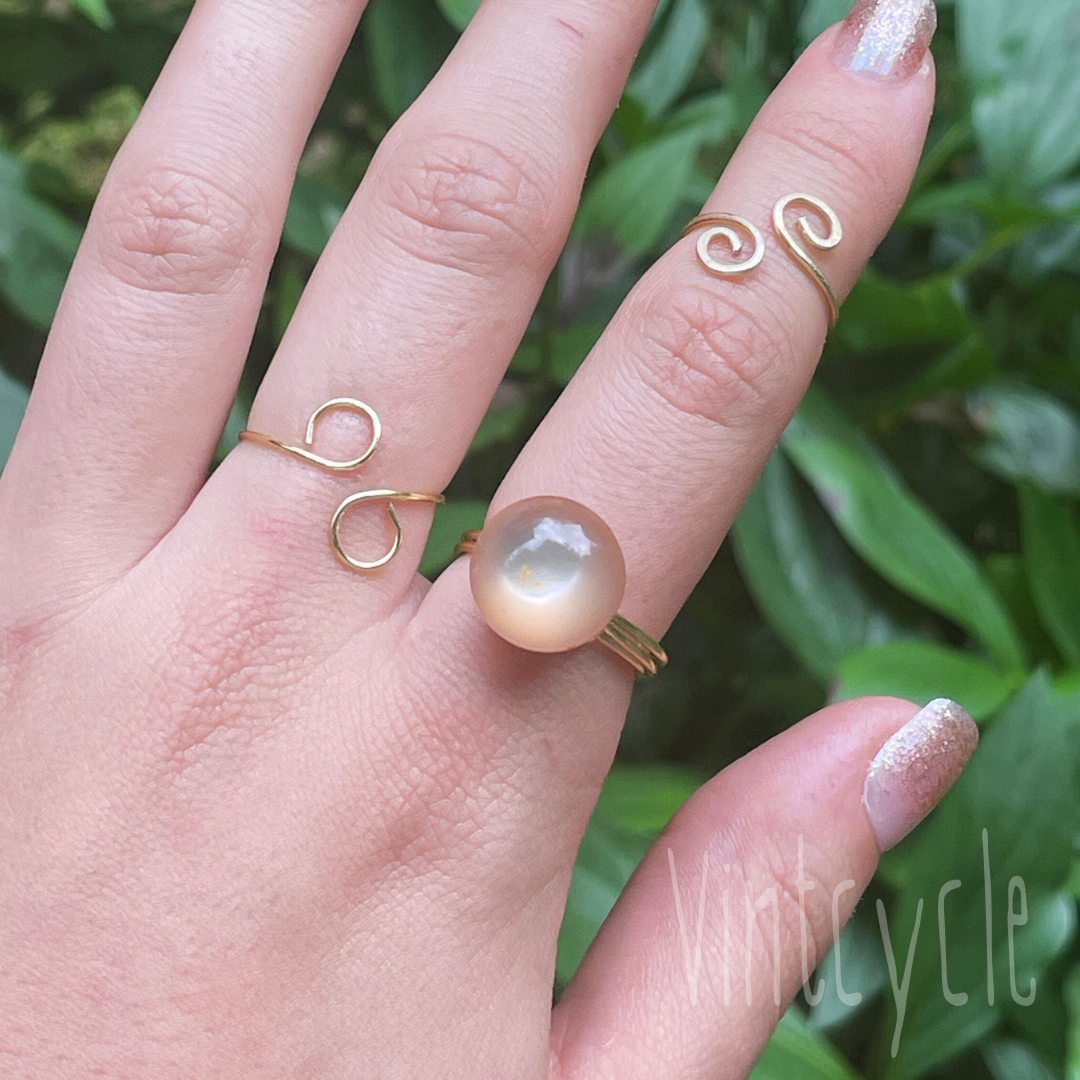 Semi-Translucent Brown Button Ring