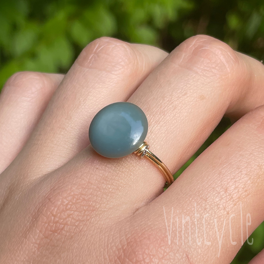 Teal Button Ring