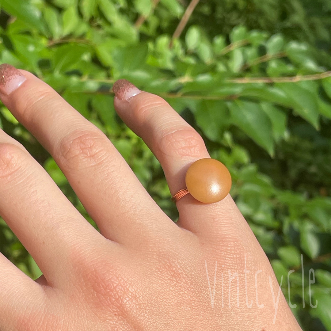 Caramel Brown Button Ring