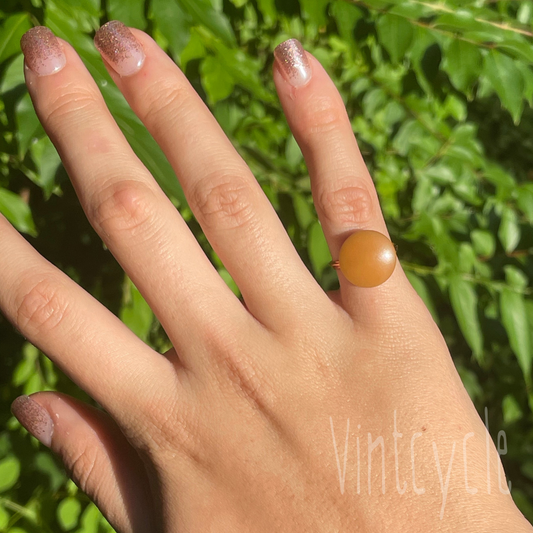 Caramel Brown Button Ring