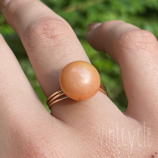 Soft Orange Pearlescent Button Ring