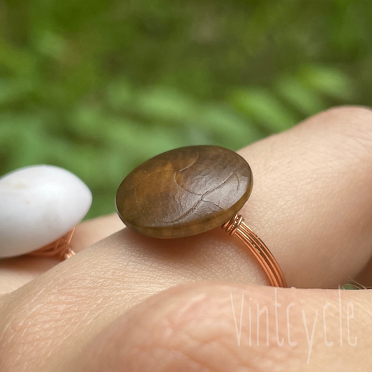 Brown Triquetra Button Ring